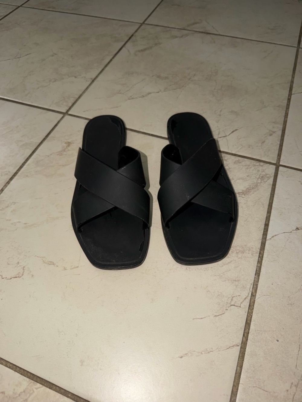 Madden Girl Black Crisscross Slide Sandals